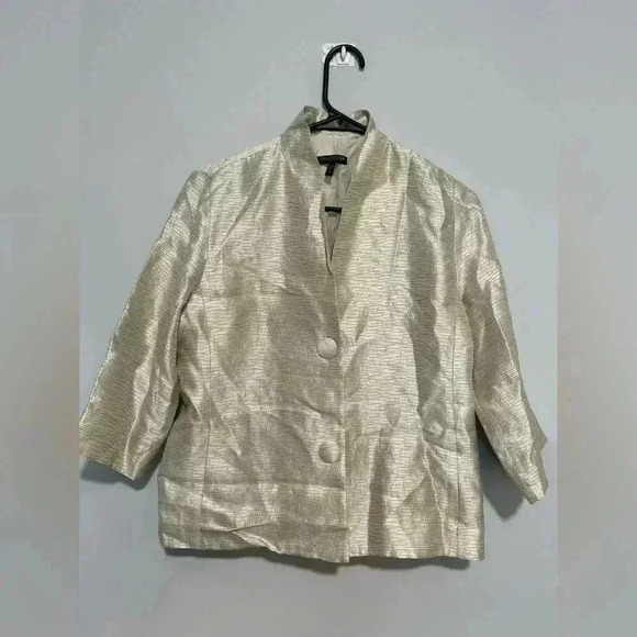 Eileen Fisher Two Button Blazer/ Jackets Size PS Shiny Gold 3/4 sleeve - Picture 1 of 4